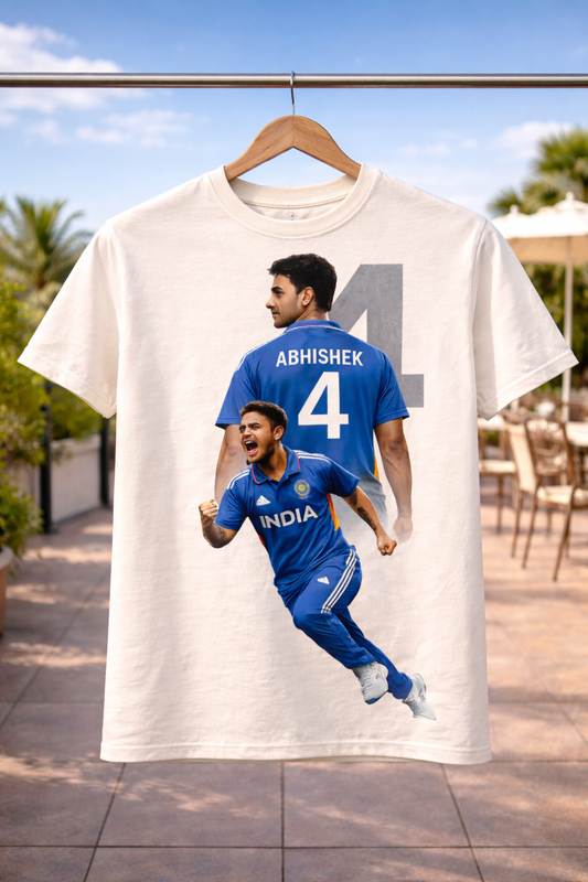 Abhishek Sharma 4 T-Shirt – Men & Women | Mood white