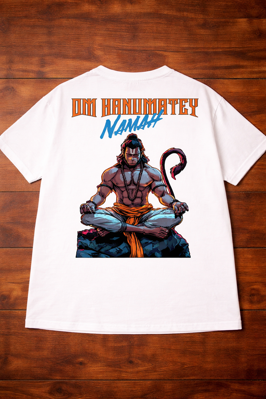 Om Hanumatey Namah T-Shirt – Men & Women | Moon White