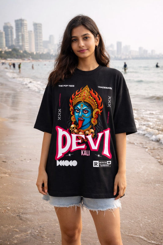 Devi Kali Drop-Shoulder T-Shirt | Black