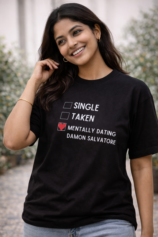 TVD In Love with Damon T-Shirt | Midnight Black (Regular Fit)