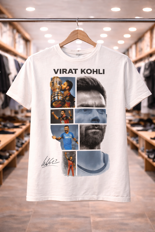 Virat Kohli Multi Verse T-Shirt – Men & Women | Moon White