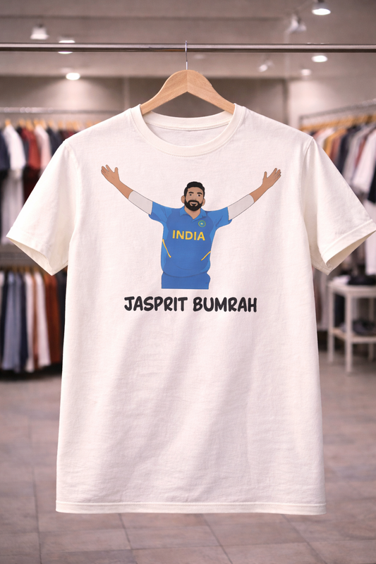 Bumrah Animated T-Shirt – Men & Women | Moon White