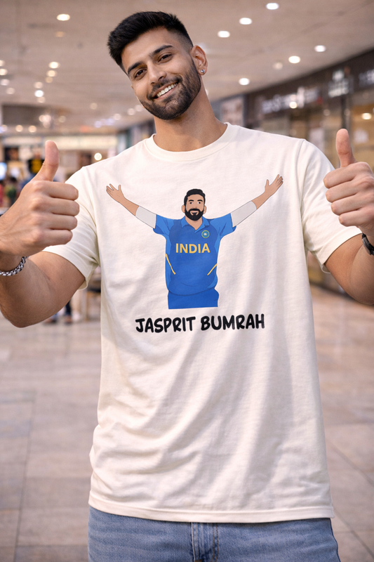 Bumrah Animated T-Shirt – Men & Women | Moon White