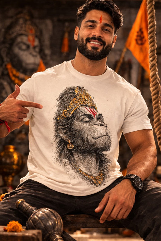 Hanuman Ji Regular T-Shirt | Off White