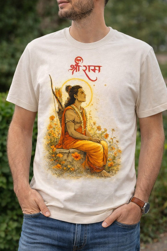 Sri Ram Sitting Regular T-Shirt | Off White
