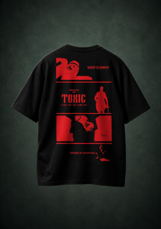 Toxic Illustrated Drop-Shoulder T-Shirt – Men & Women | Black