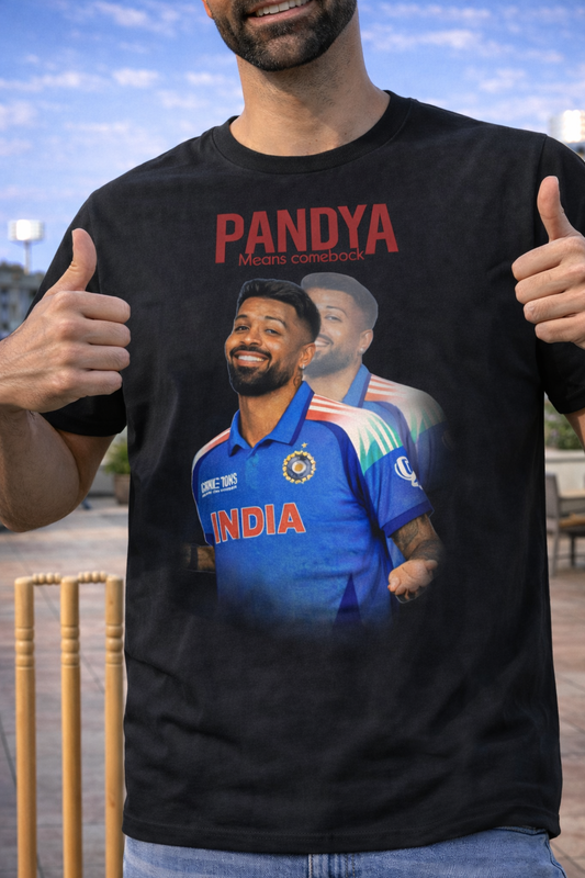 Hardik Pandya Comeback T-Shirt – Men & Women | Midnight Black