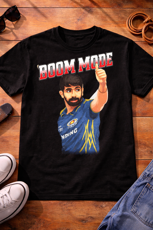 Boom Mode Bumrah T-Shirt – Men & Women | Midnight Black