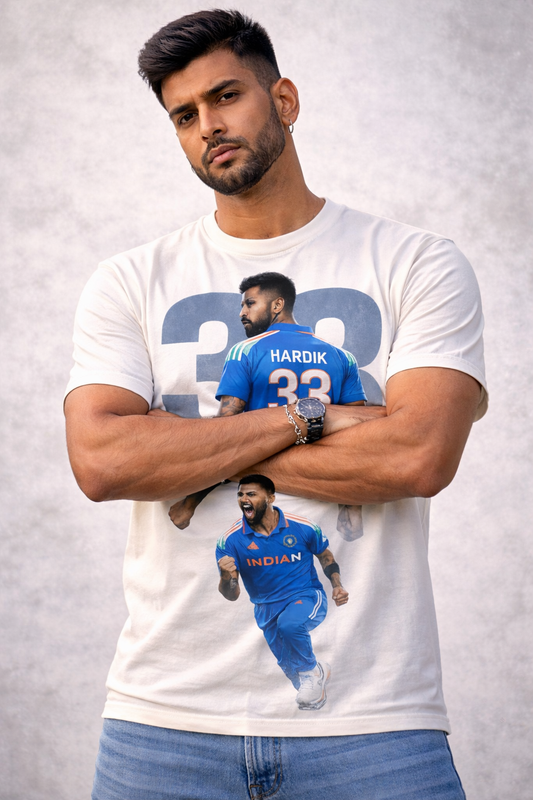 Hardik Pandya 33 T-Shirt – Men & Women | Moon White