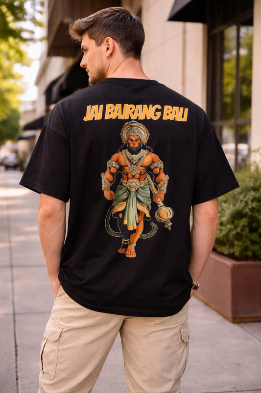 Jai Bajrang Bali Drop-Shoulder T-Shirt – Men & Women | Black