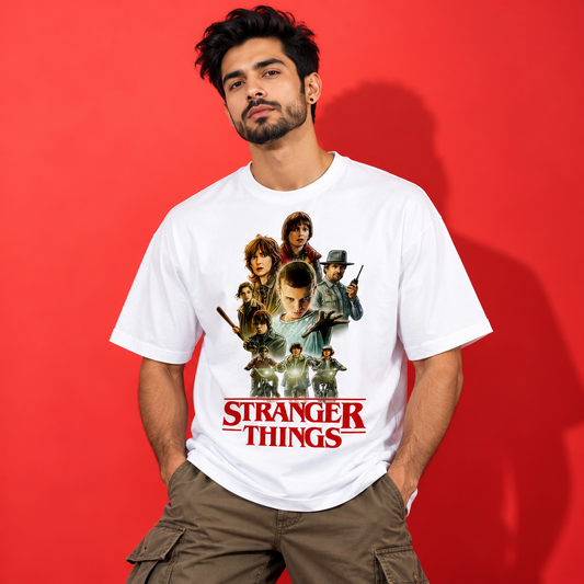 Stranger Things Characters Unisex T-Shirt | White