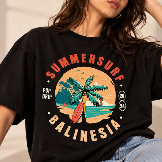 Summersurf Balinesia Drop-Shoulder T-Shirt | Black
