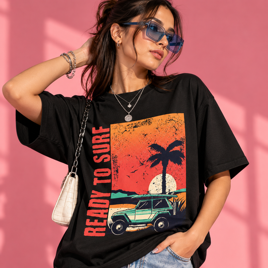 Ready To Surf Drop-Shoulder T-Shirt | Black