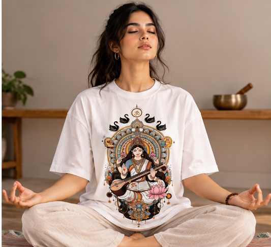 Goddess Saraswati Regular T-Shirt | Off White