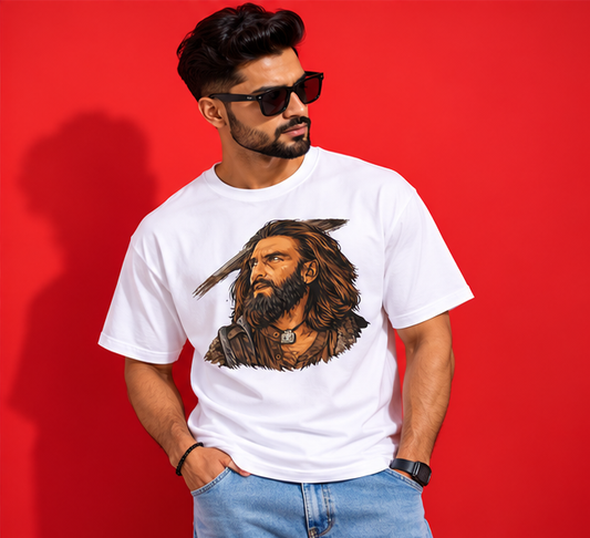 Hamza Ali Mazari T-Shirt | Dhurandhar T-Shirt – Men & Women | Moon White