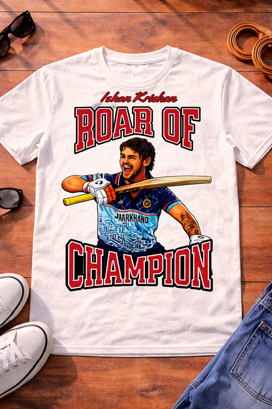 Ishan Krishan Roar Of Champion T-Shirt – Men & Women | Moon White
