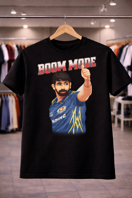 Boom Mode Bumrah T-Shirt – Men & Women | Midnight Black