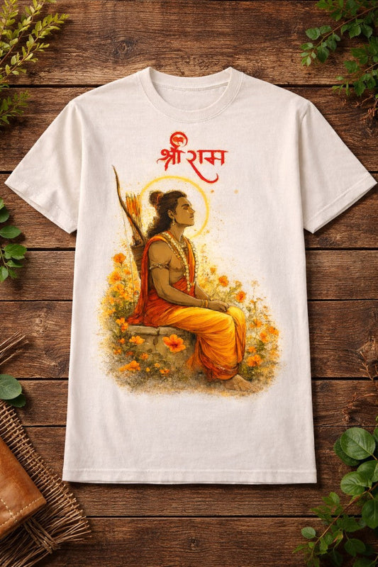 Sri Ram Sitting Regular T-Shirt |  Off White