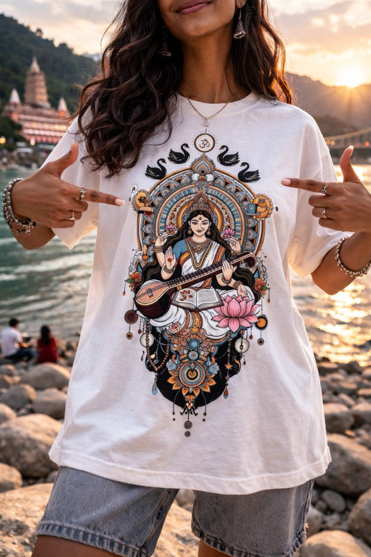 Goddess Saraswati Regular T-Shirt |  Off White