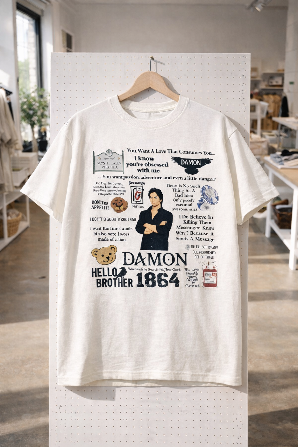 TVD Damon Dialogues T-Shirt | Moon White (Regular Fit)