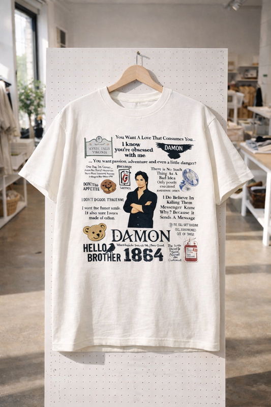 TVD Damon Dialogues T-Shirt | Moon White (Regular Fit)