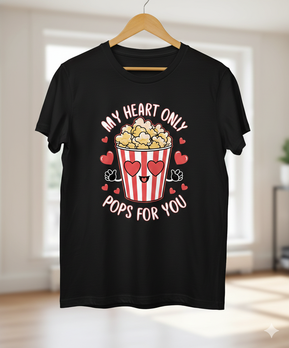 My Heart Only Pops For You Unisex T-Shirt |  Black