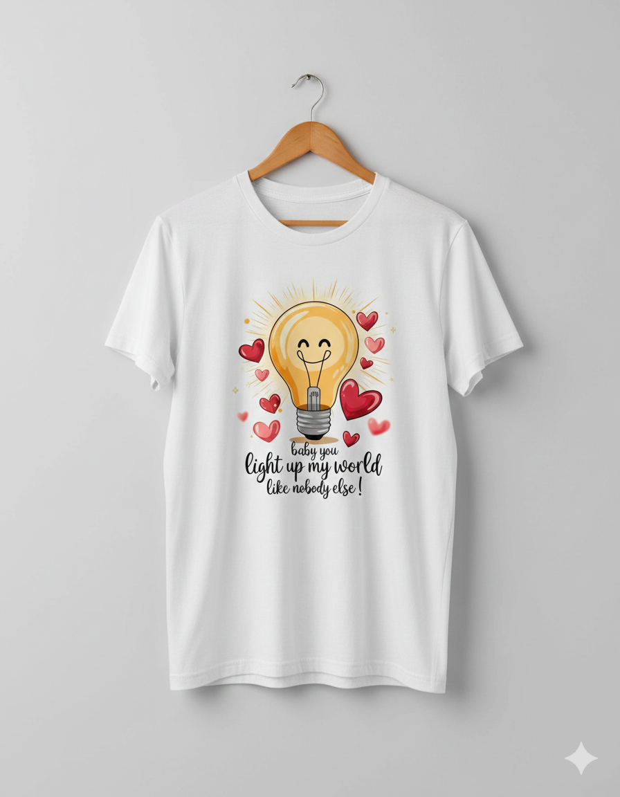 Baby You Light Up My World Like Nobody Else Unisex T-Shirt |  White