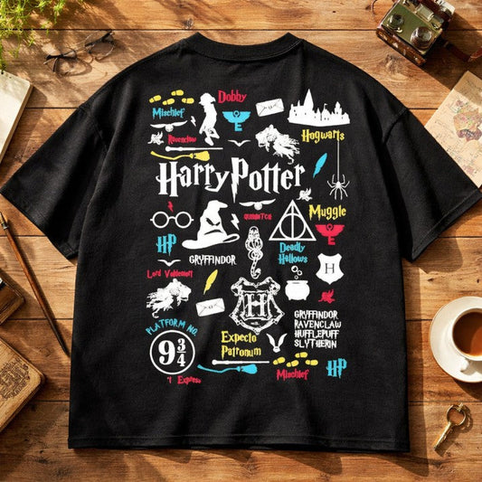 Harry Potter Universe Drop-Shoulder T-Shirt |  Black