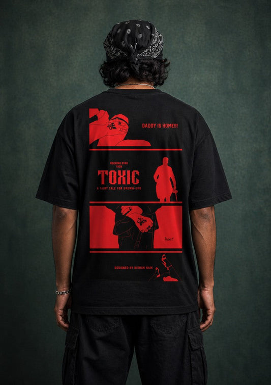 Toxic Illustrated Drop-Shoulder T-Shirt – Men & Women | Black