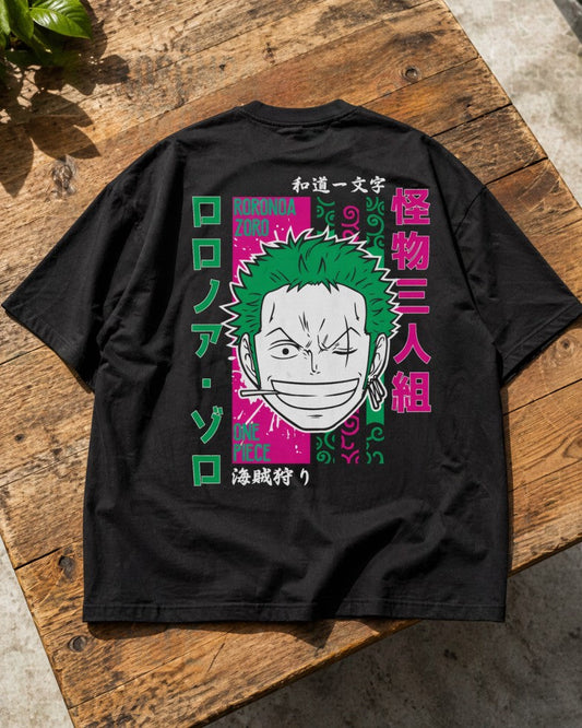 One Piece Roronoa Zoro Drop-Shoulder T-Shirt – Men & Women | Black