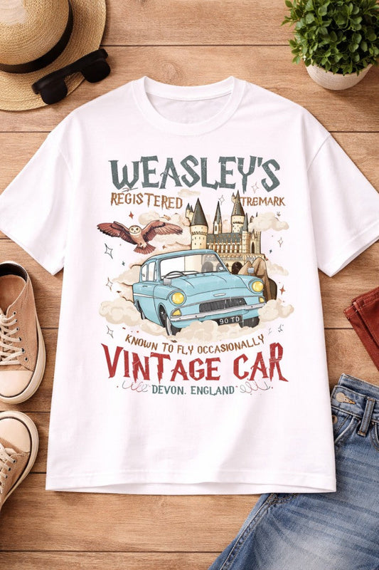 Harry Potter Weasley's Car T-Shirt |  White