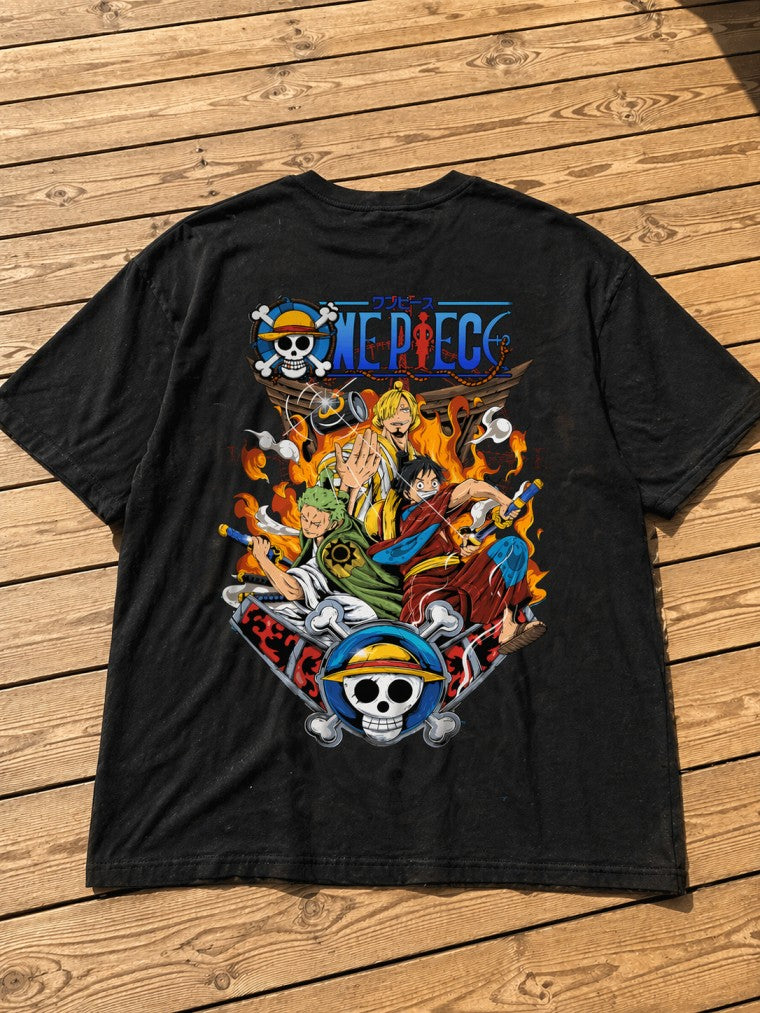 One Piece Anime Drop-Shoulder T-Shirt – Men & Women | Black