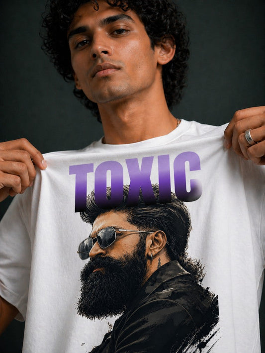 Toxic Yash Drop-Shoulder T-Shirt – Men & Women | Moon White