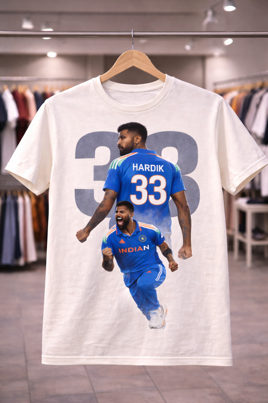 Hardik Pandya 33 T-Shirt – Men & Women | Moon White