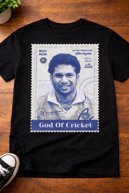 Sachin Stamp T-Shirt – Men & Women | Moon White