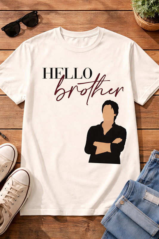 TVD Damon Hello Brother T-Shirt | Moon White (Regular Fit)