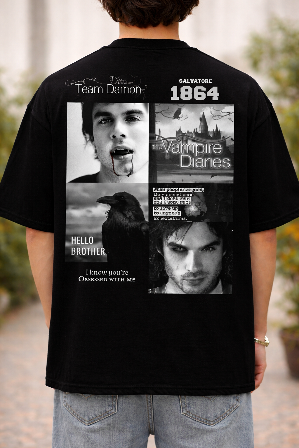 TVD Team Damon T-Shirt | Midnight Black (Drop-Shoulder)