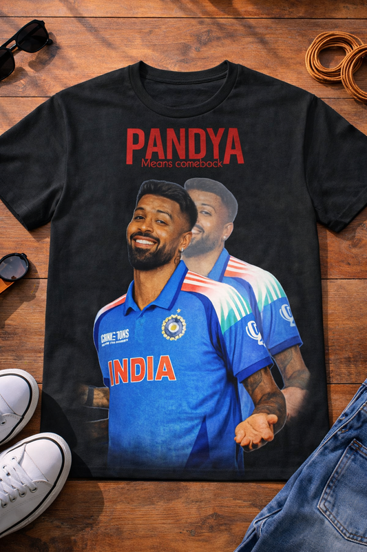 Hardik Pandya Comeback T-Shirt – Men & Women | Midnight Black