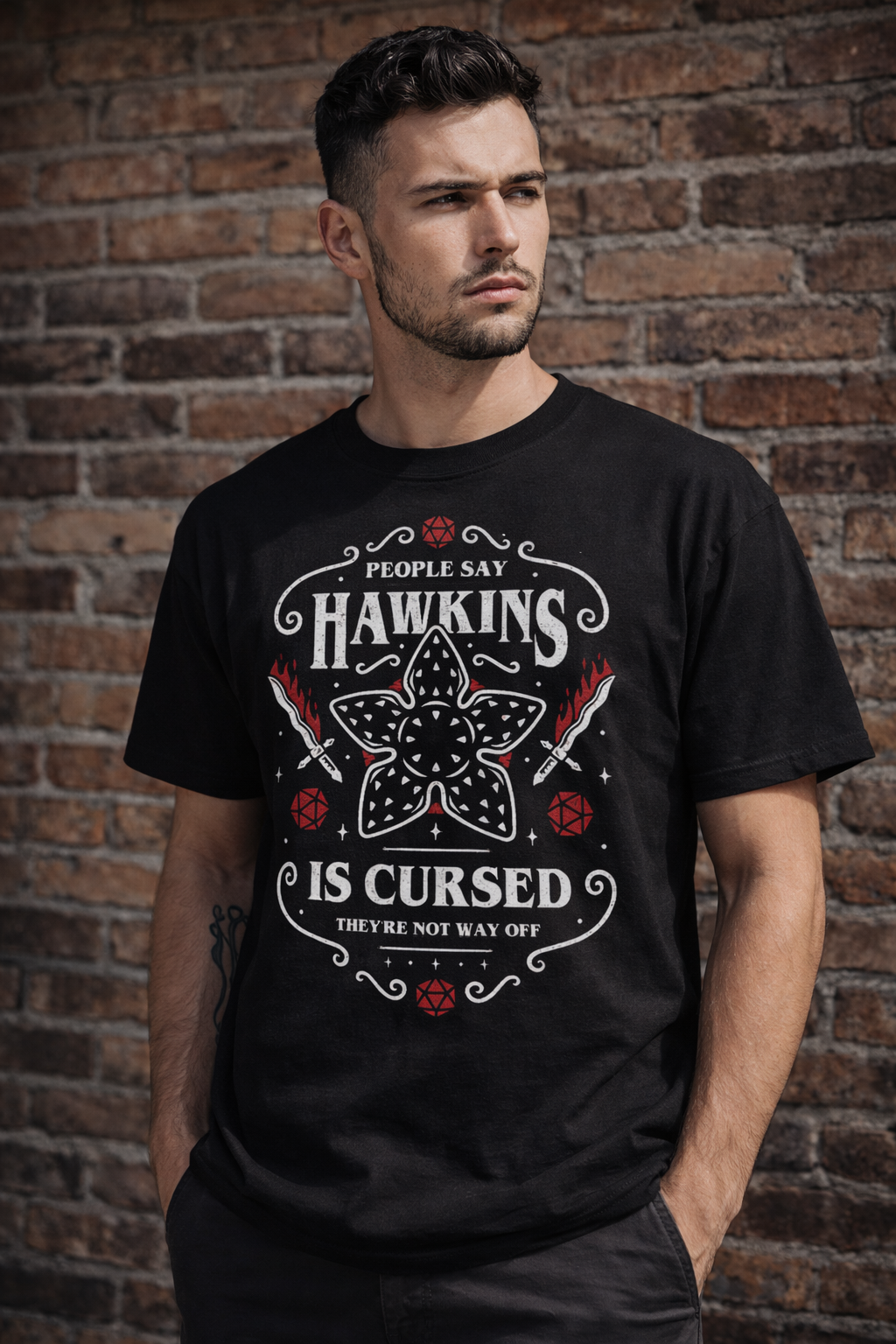 Hawkins is Cursed Unisex T-Shirt |  Black