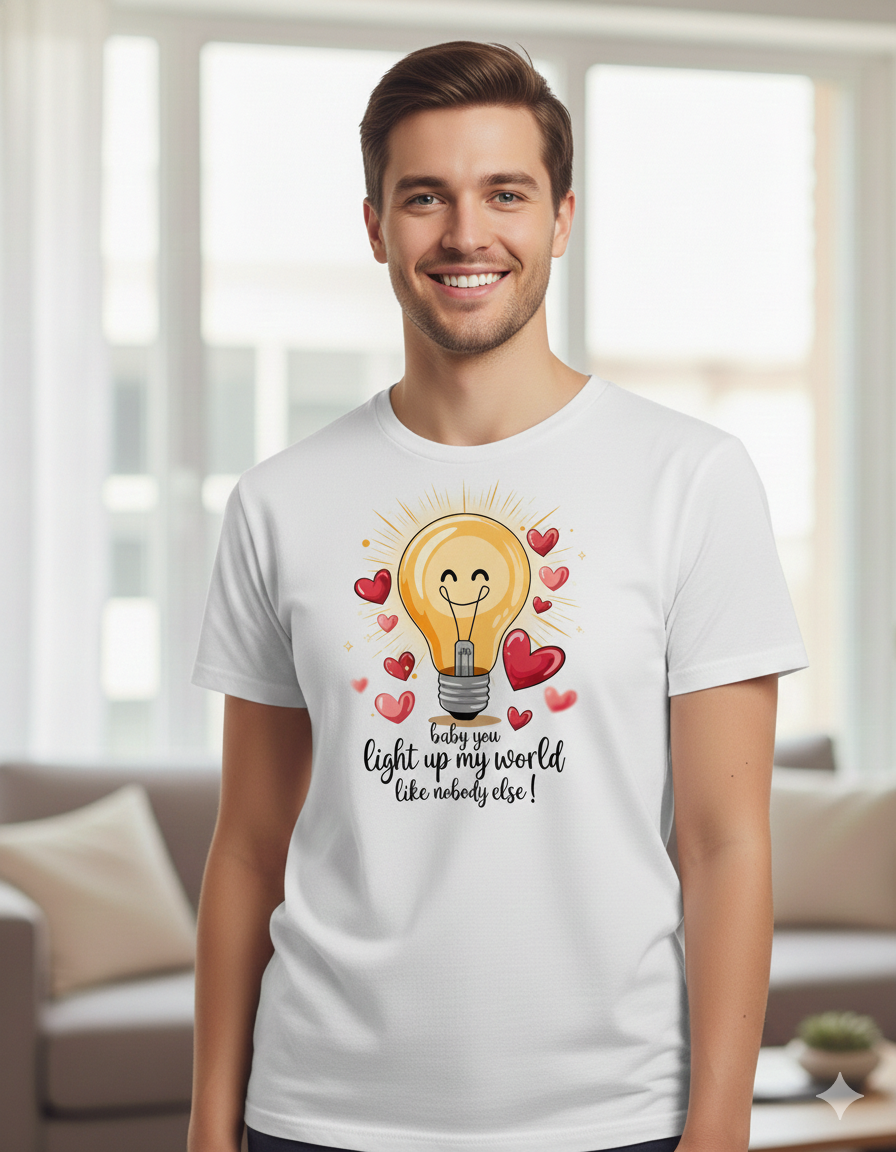 Baby You Light Up My World Like Nobody Else Unisex T-Shirt |  White