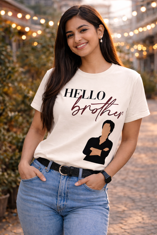 TVD Damon Hello Brother T-Shirt | Moon White (Regular Fit)