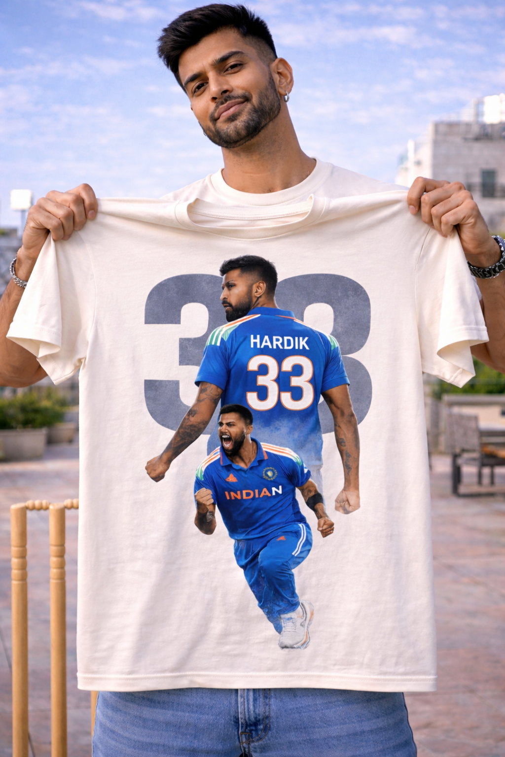 Hardik Pandya 33 T-Shirt – Men & Women | Moon White