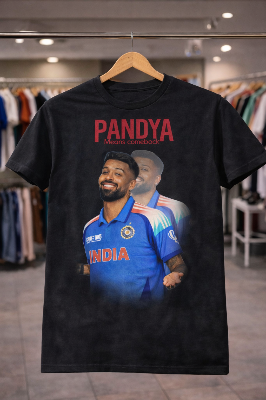Hardik Pandya Comeback T-Shirt – Men & Women | Midnight Black