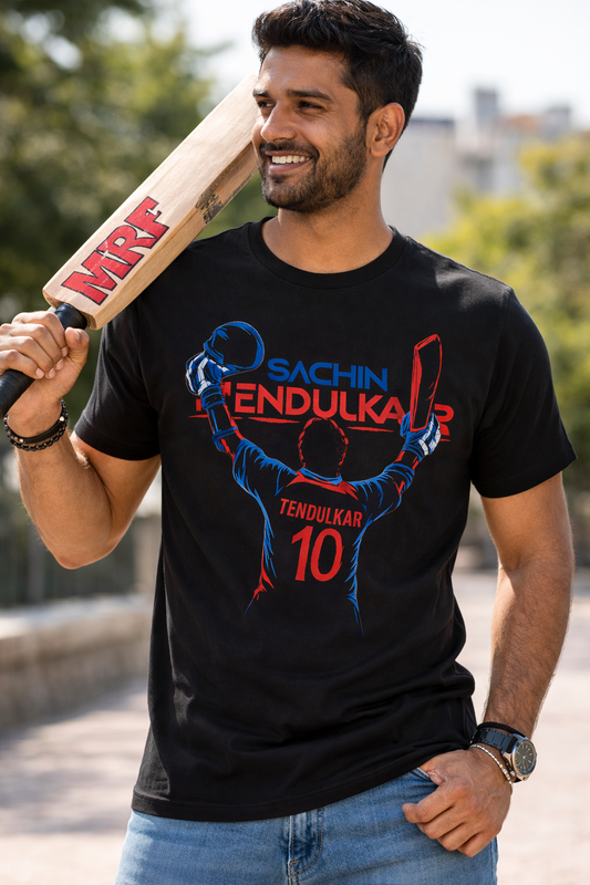 Sachin Celebrating T-Shirt – Men & Women | Midnight Black