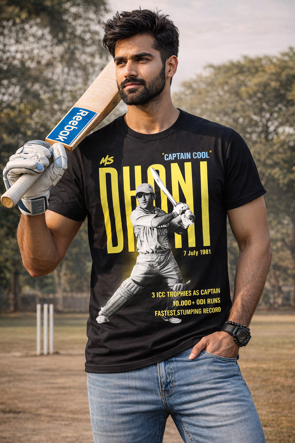 Dhoni Rhino T-Shirt – Men & Women | Midnight Black