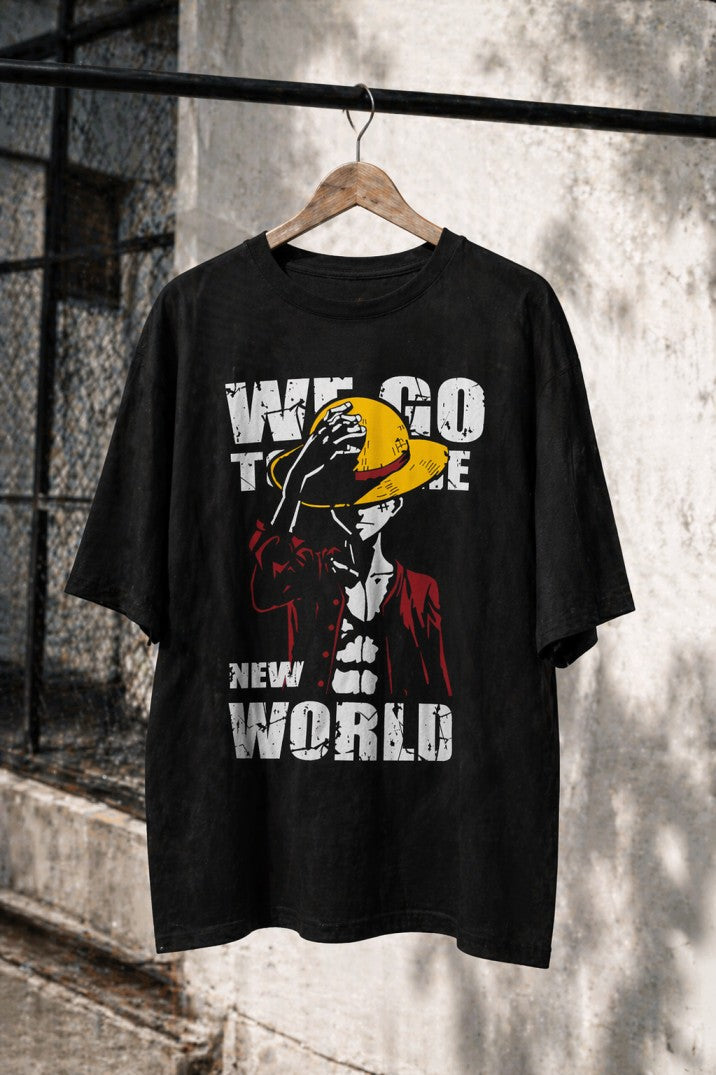 One Piece New World Drop-Shoulder T-Shirt – Men & Women | Black