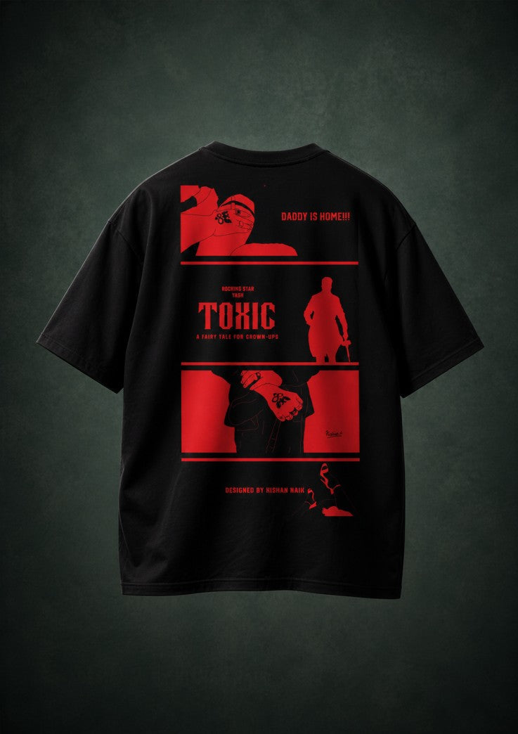 Toxic Illustrated Drop-Shoulder T-Shirt – Men & Women | Black