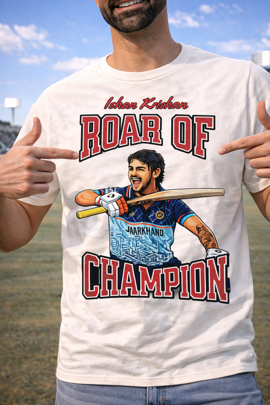 Ishan Krishan Roar Of Champion T-Shirt – Men & Women | Moon White