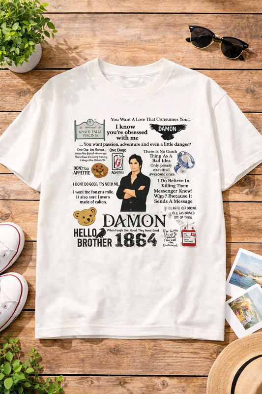 TVD Damon Dialogues T-Shirt | Moon White (Regular Fit)