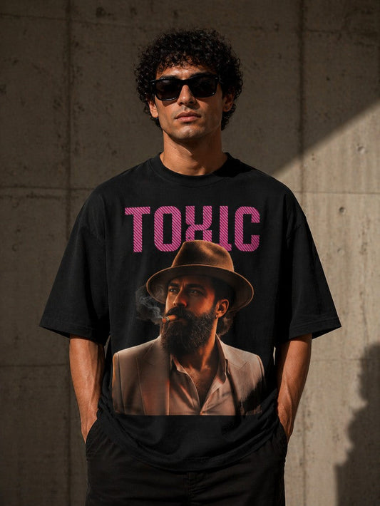 Toxic Yash in Hat Drop-Shoulder T-Shirt – Men & Women | Black
